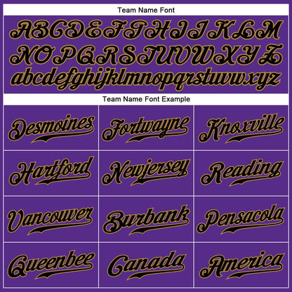 Custom Purple Black Pinstripe Black-Old Gold Authentic Baseball Jersey