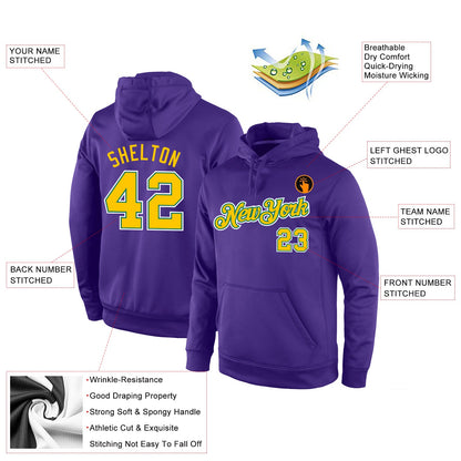 Custom Stitched Purple Gold-Kelly Green Sports Pullover Sweatshirt Hoodie