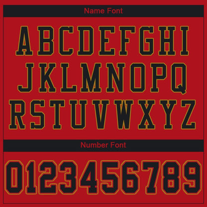 Custom Red Black-Old Gold Mesh Authentic Football Jersey