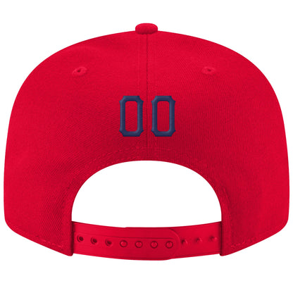 Custom Red Navy-White Stitched Adjustable Snapback Hat
