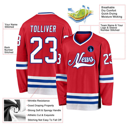 Custom Red White-Royal Hockey Jersey