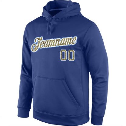 Custom Stitched Royal Camo-Light Blue Sports Pullover Sweatshirt Hoodie