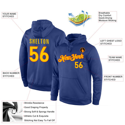Custom Stitched Royal Gold-Orange Sports Pullover Sweatshirt Hoodie
