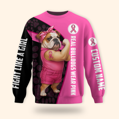 Personalized Real Bulldogs Wear Pink - Breast Cancer Awareness Shirt
