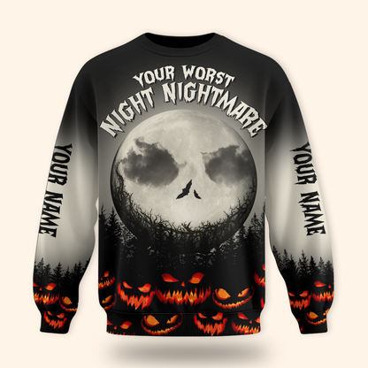 Personalized Halloween Hoodie – Your Worst Nightmare Full Moon Zip Up, Custom Choo