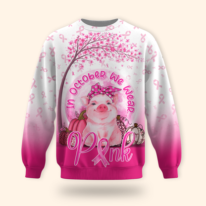 Personalized In October We Wear Pink Little Pig, Custom Choo