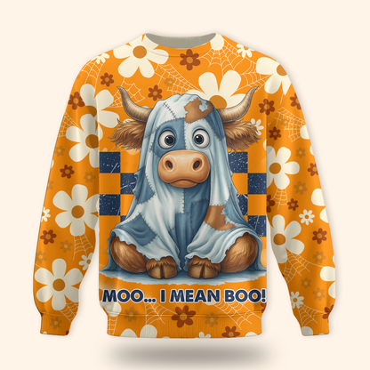 Personalized Cow Halloween Hoodie – Moo I Mean Boo Funny Zip Up Sweatshirt, Custom Choo