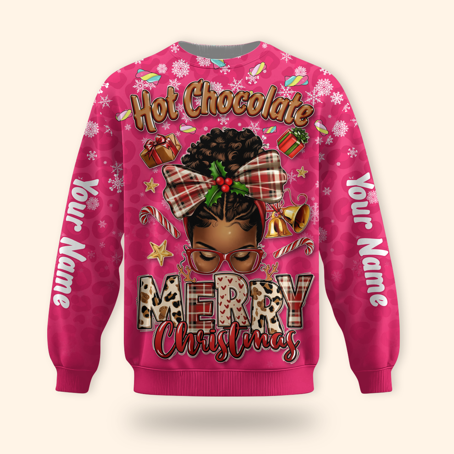 Hot Chocolate Merry Christmas Hoodie – Personalized Holiday Zip Up