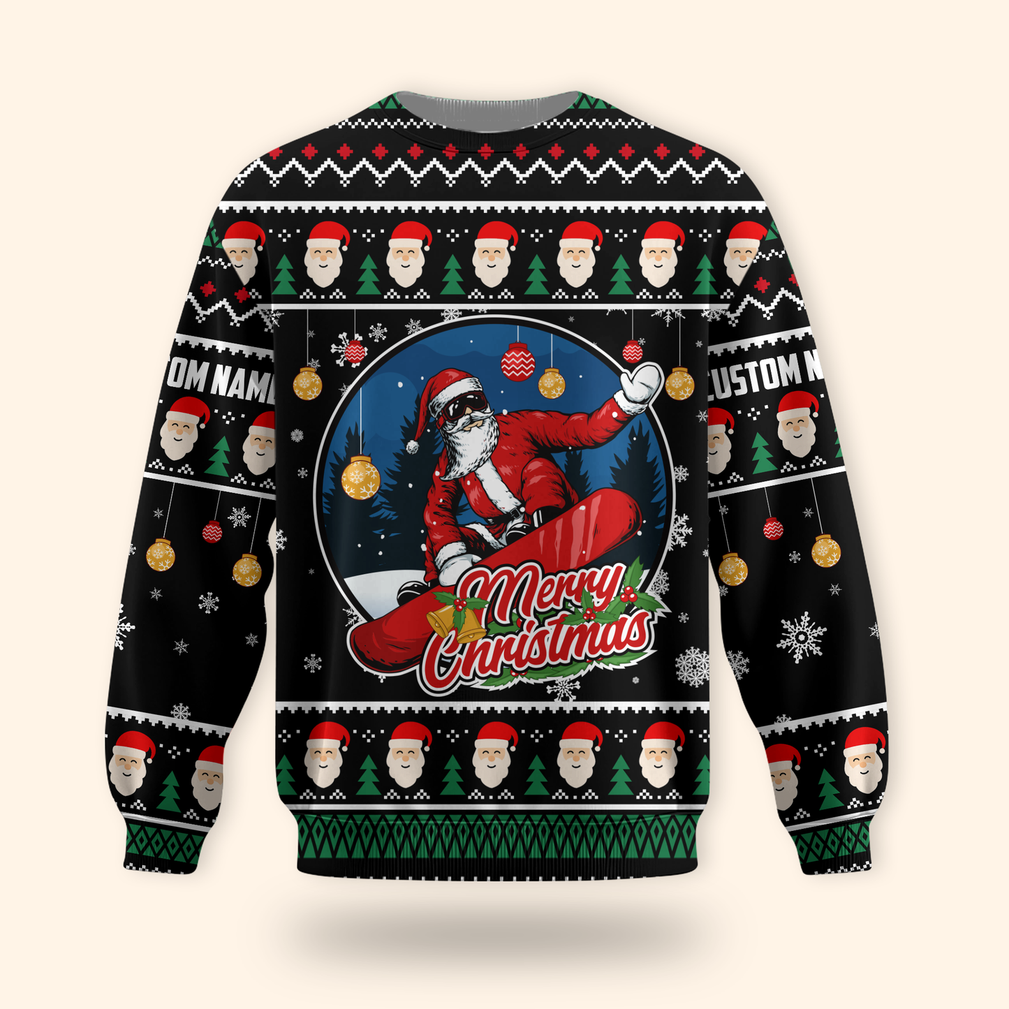 Merry Christmas Hoodie – Santa with Sunglasses Ugly Sweater Design