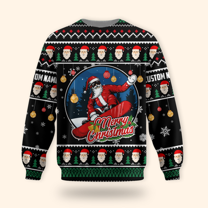 Merry Christmas Hoodie – Santa with Sunglasses Ugly Sweater Design