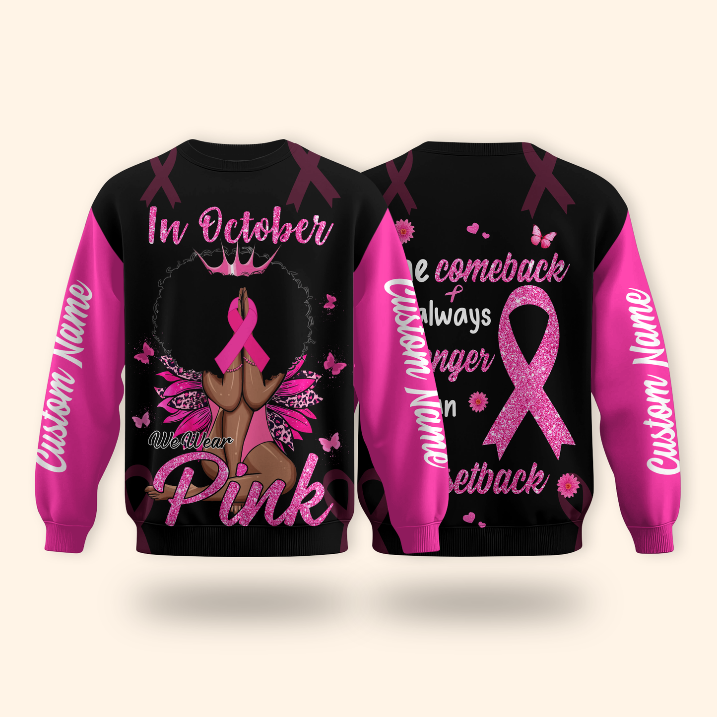 Custom Name Pink Ribbon Warrior shirt