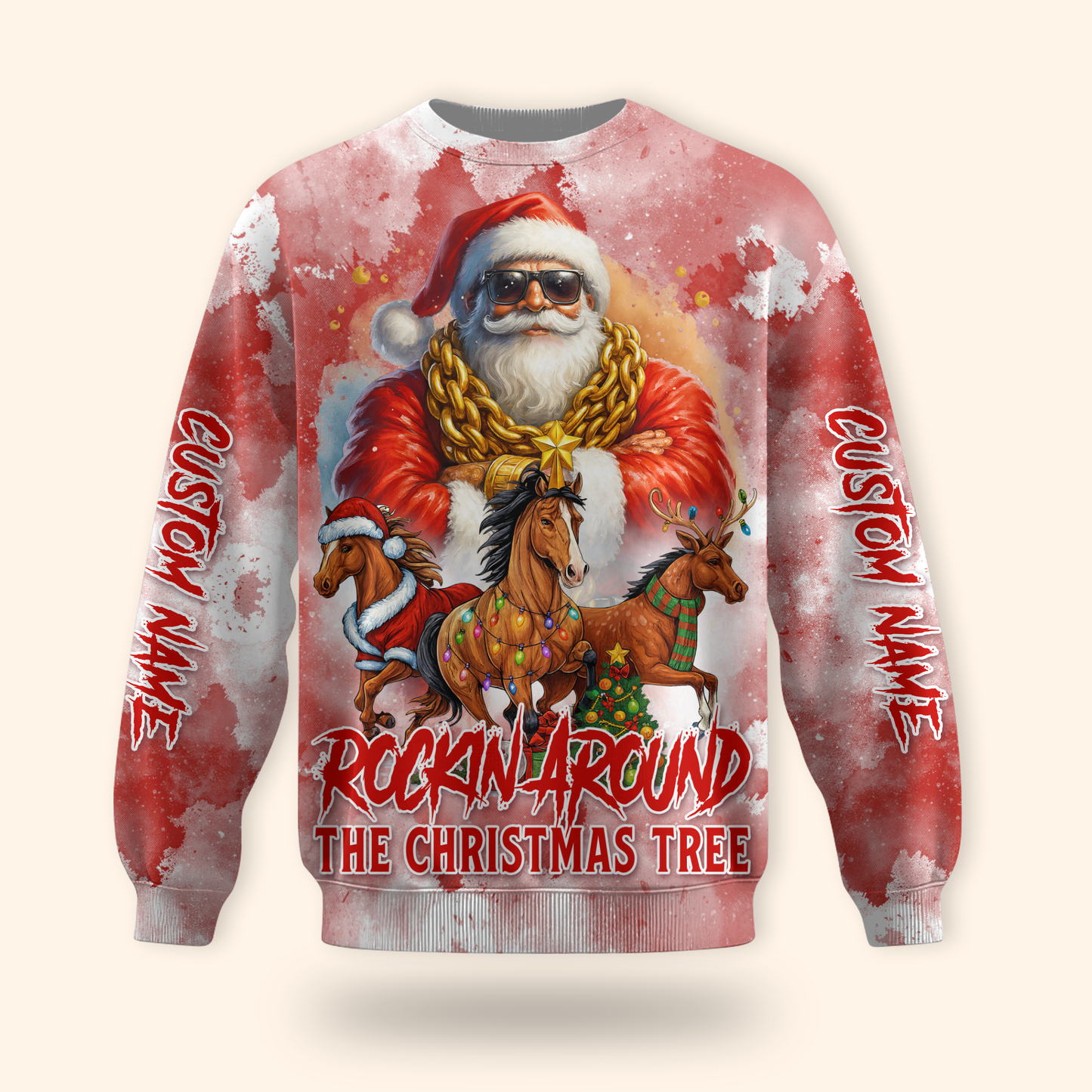 Rockin’ Around the Christmas Tree Hoodie – Funny Santa Zip Up