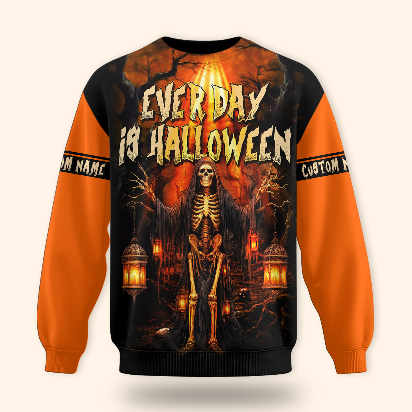 Personalized Every Day Is Halloween Hoodie – Skeleton Lantern Scary Jacket, Custom Choo
