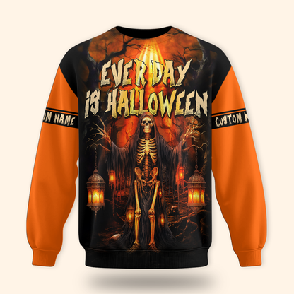 Personalized Every Day Is Halloween Hoodie – Skeleton Lantern Scary Jacket, Custom Choo