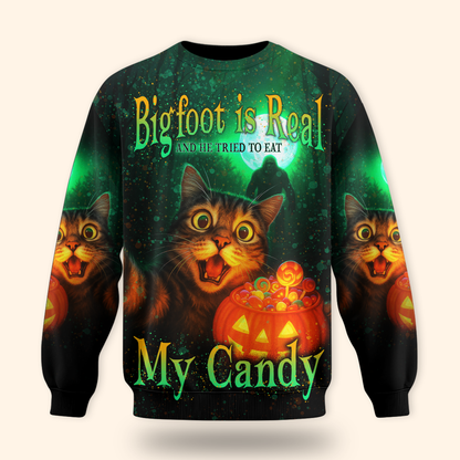Funny Cat and Bigfoot "My Candy" Halloween shirt