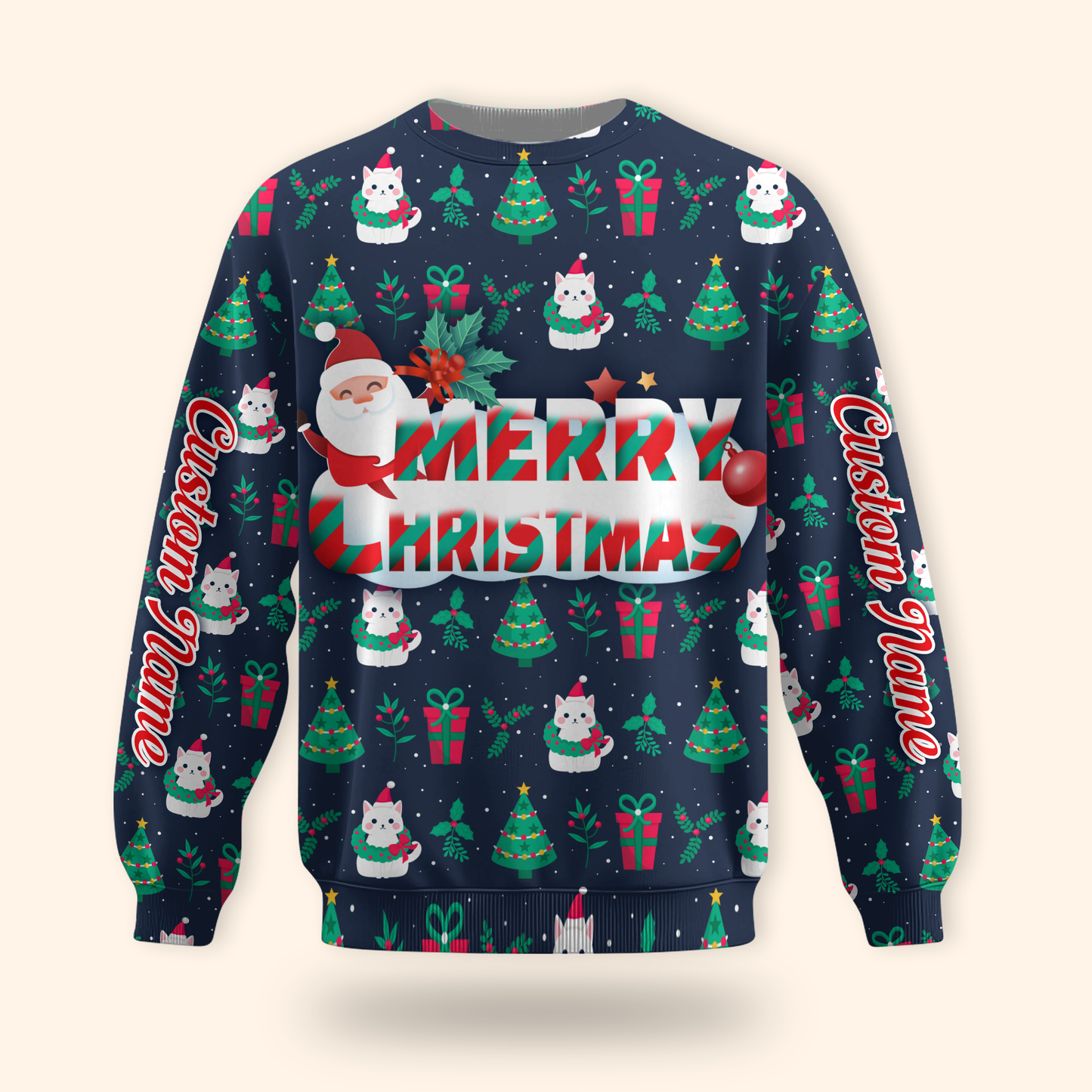 Merry Christmas Hoodie – Cute Holiday Zip Up with Santa and Gifts