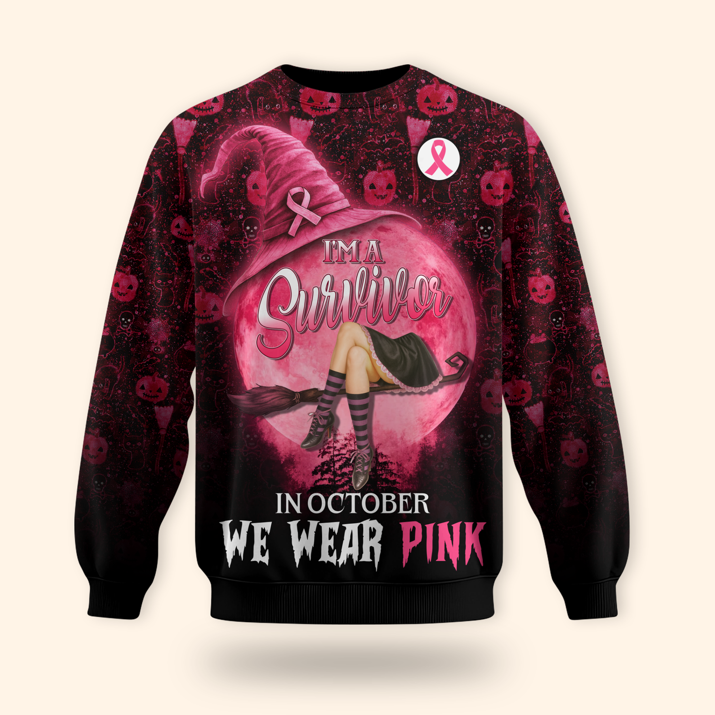 Personalized Breast Cancer Survivor Witch, Custom Choo