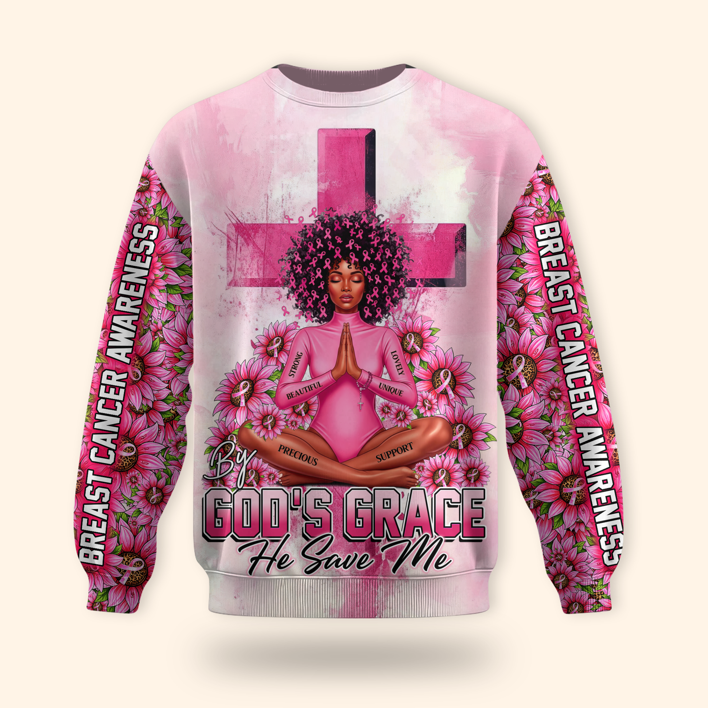By God's Grace, He Save Me - Survivor Breast Cancer Awareness Shirt