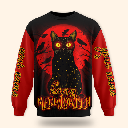 Personalized Happy Mewloween Black Cat