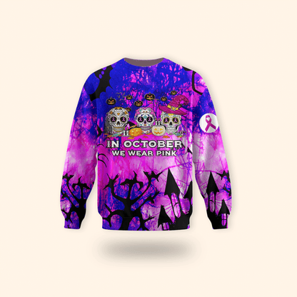 "In October We Wear Pink" Sugar Skull - Breast Cancer Awareness shirt