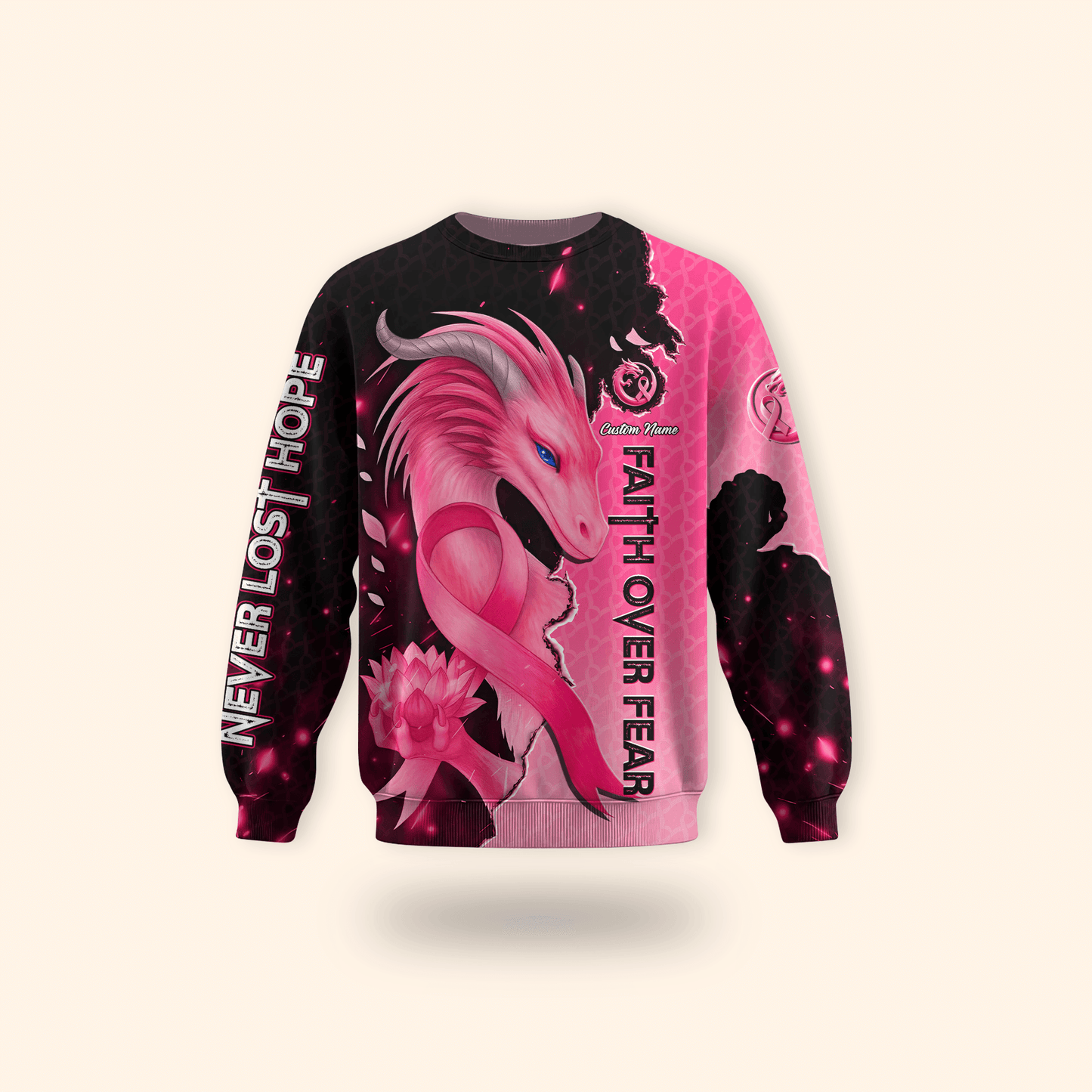 Personalized Faith Over Fear, Never Lost Hope - Breast Cancer Awareness Shirt