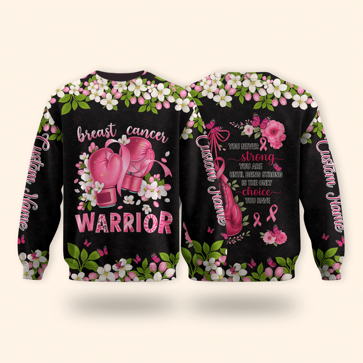 Personalized Floral Fight Like Warrior - Breast Cancer Awareness Shirt