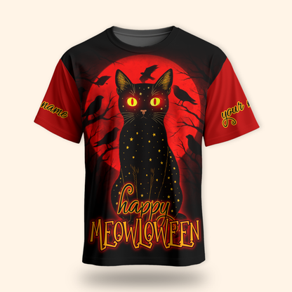 Personalized Happy Mewloween Black Cat