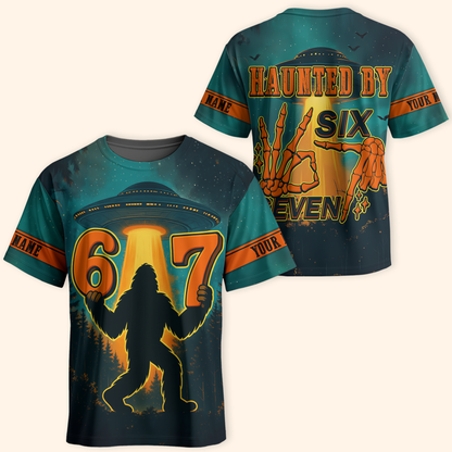 Personalized Bigfoot Hoodie – Haunted by 67 Alien UFO Halloween Zip Up, Custom Choo