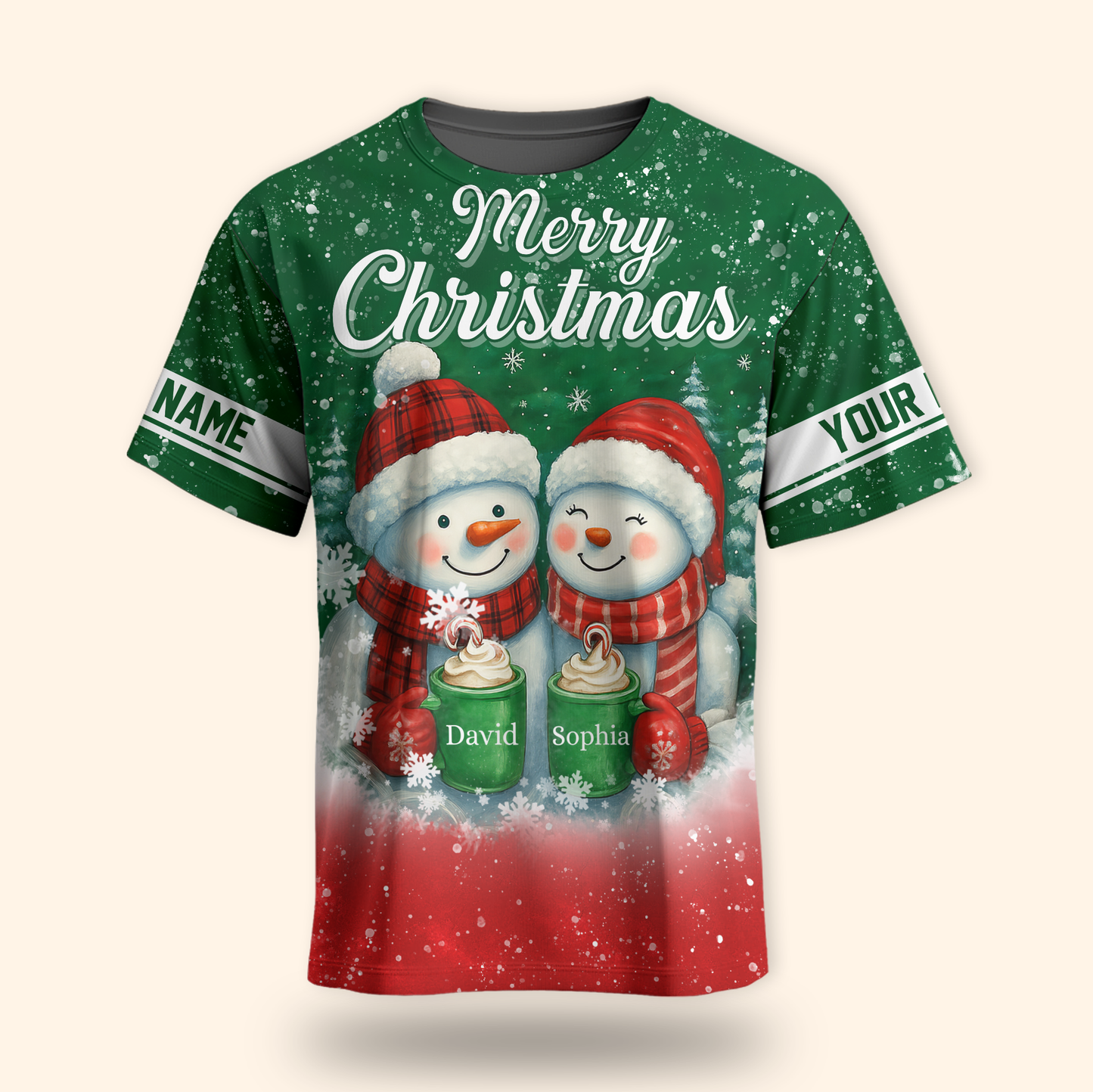 Personalized Snowman Couple Christmas Hoodie – Cute Merry Christmas Zip Up, Custom Name Gift, Custom Choo