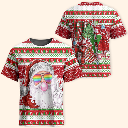 Disco Santa Christmas Hoodie – Funny Rainbow Glasses Design, Ugly Christmas Zip Up, Custom Choo