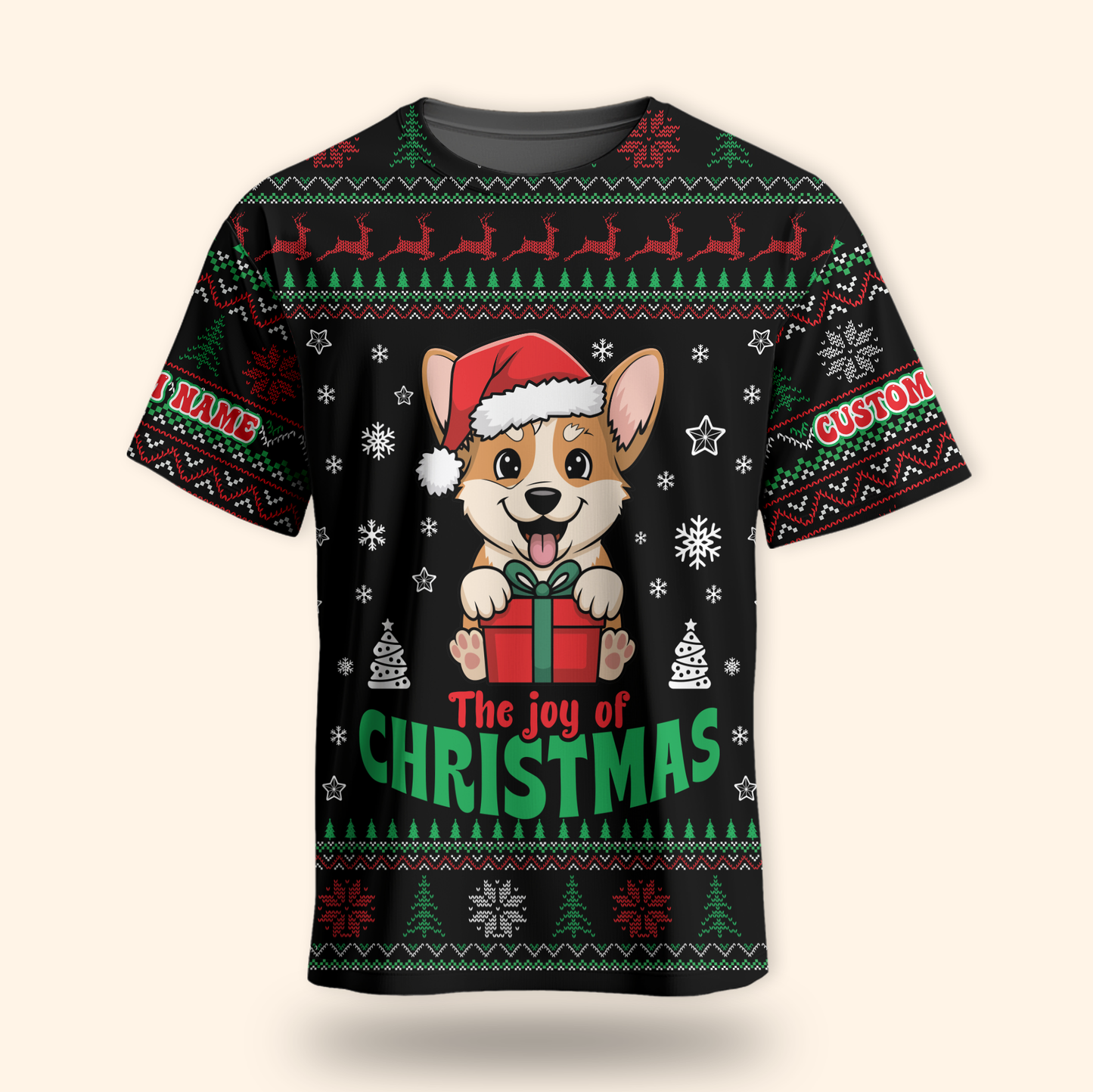 Personalized Corgi Christmas Hoodie – The Joy of Christmas Zip Up