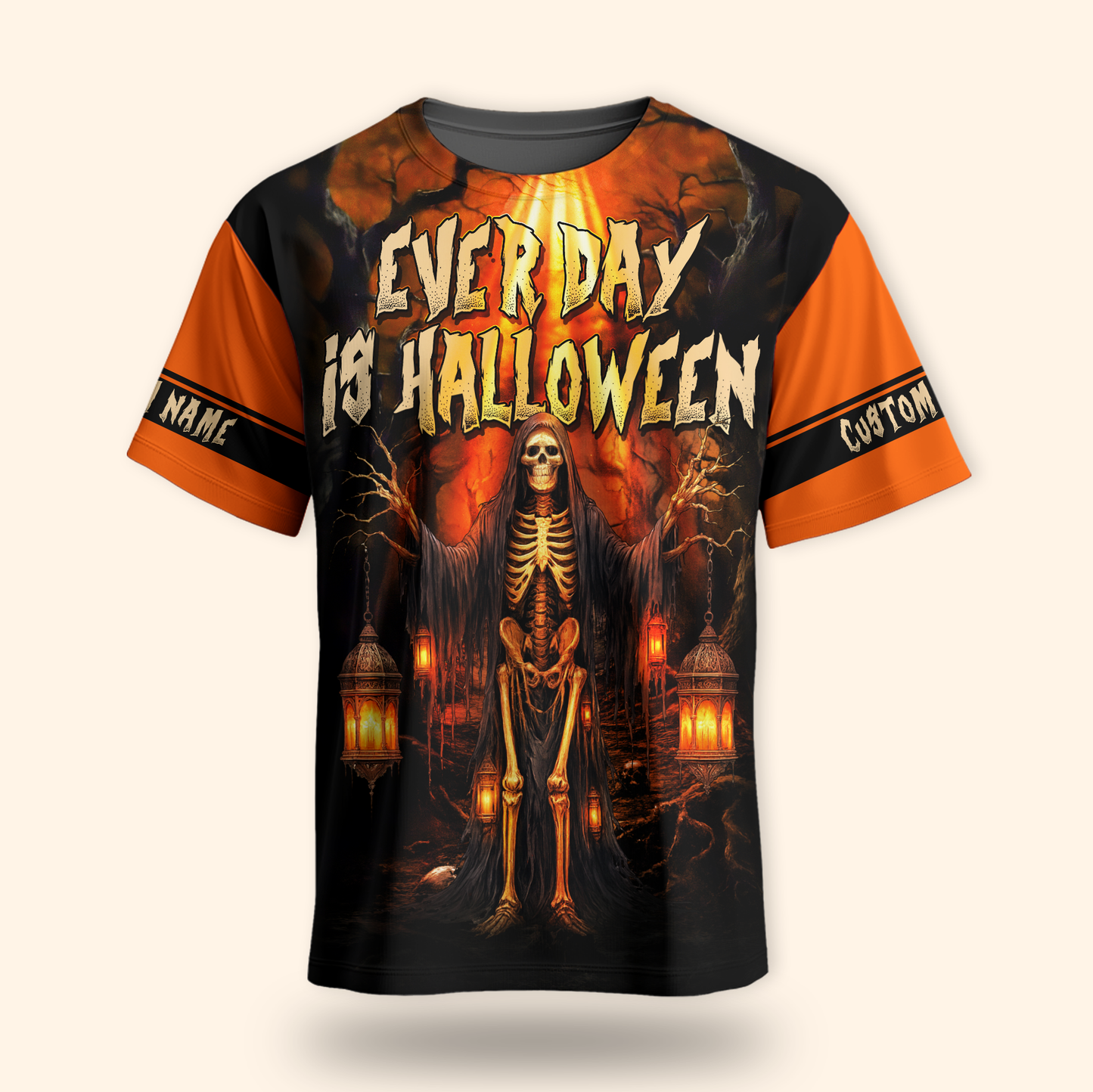 Personalized Every Day Is Halloween Hoodie – Skeleton Lantern Scary Jacket, Custom Choo
