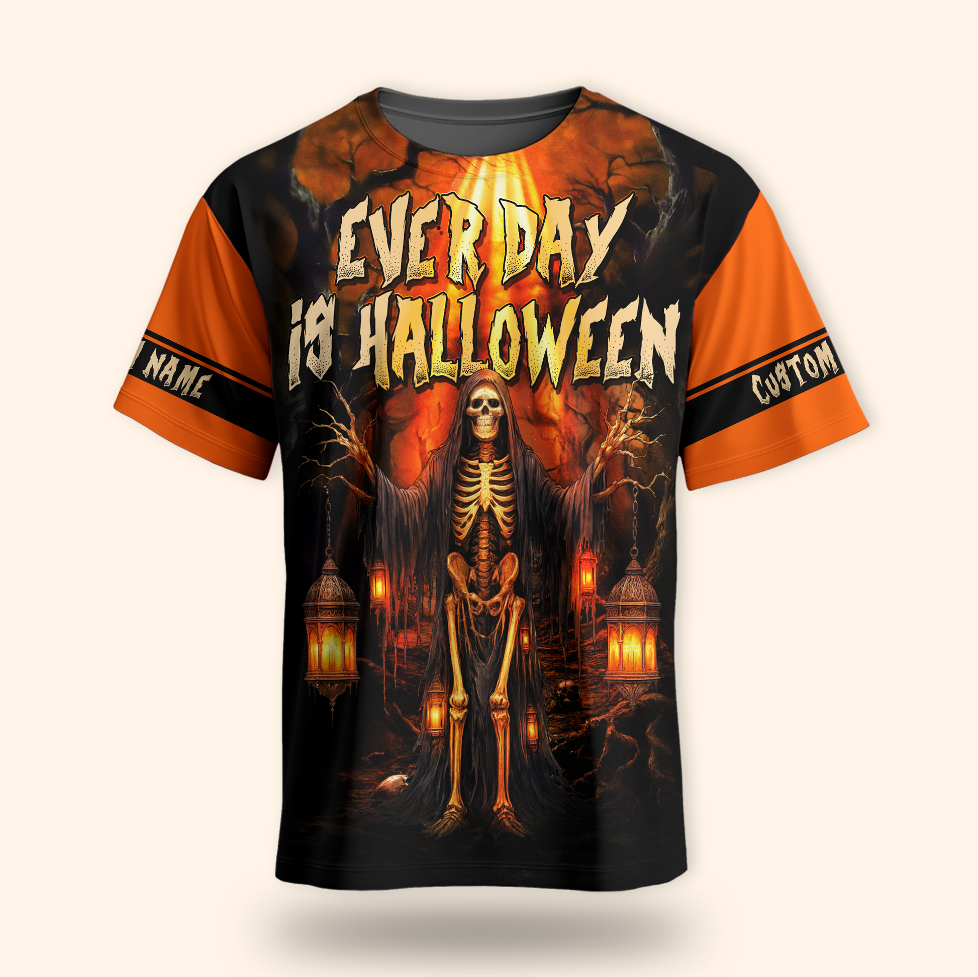 Personalized Every Day Is Halloween Hoodie – Skeleton Lantern Scary Jacket, Custom Choo
