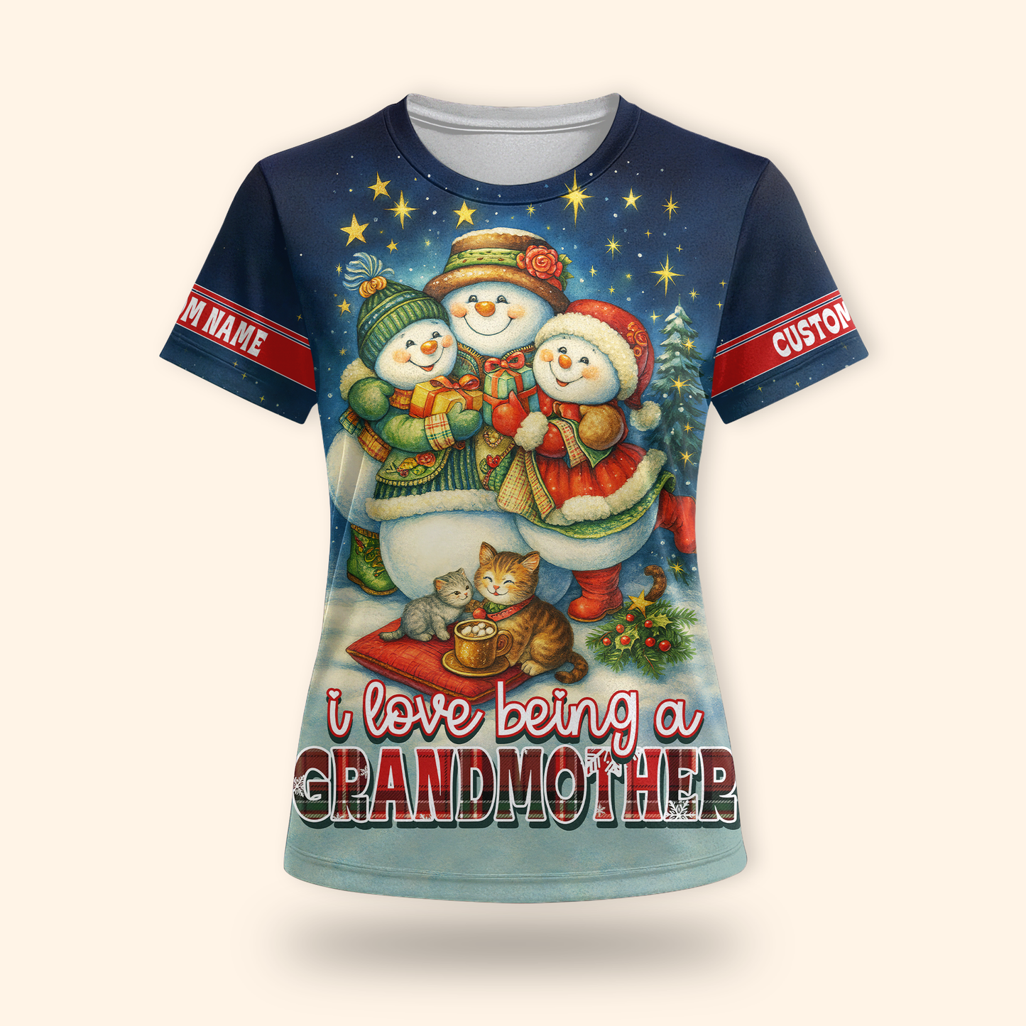 Personalized Christmas Hoodie – I Love Being a Grandmother, Snowman Family Zip Up Gift, Custom Choo