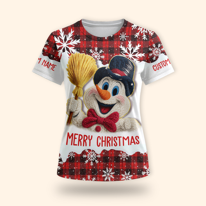 Merry Christmas Snowman Hoodie – Cute Plaid Red Winter Zip Up
