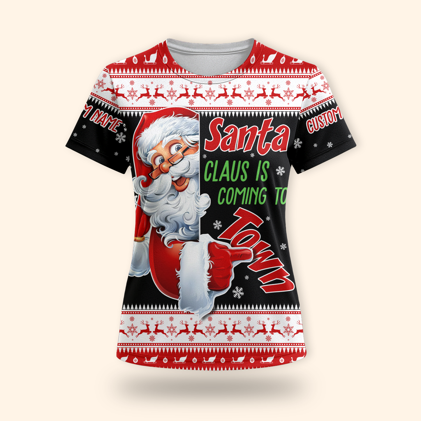 Santa Claus Is Coming to Town Hoodie – Personalized Christmas Hoodie, Funny Holiday Zip Up