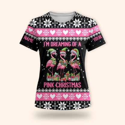 I’m Dreaming of a Pink Christmas Hoodie – Cute Flamingo Holiday Zip Up Sweater