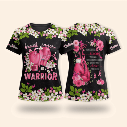 Personalized Floral Fight Like Warrior - Breast Cancer Awareness Shirt