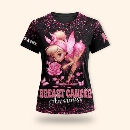 Pink Fairy Fight Like A Girl - Breast Cancer Awareness Shirt