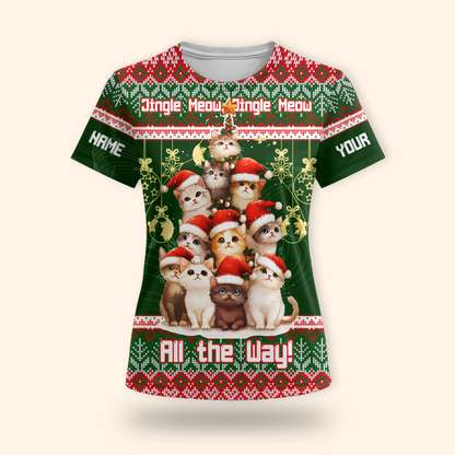 Jingle Meow Christmas Cat Hoodie – Personalized Name Cat Lovers Holiday Sweatshirt