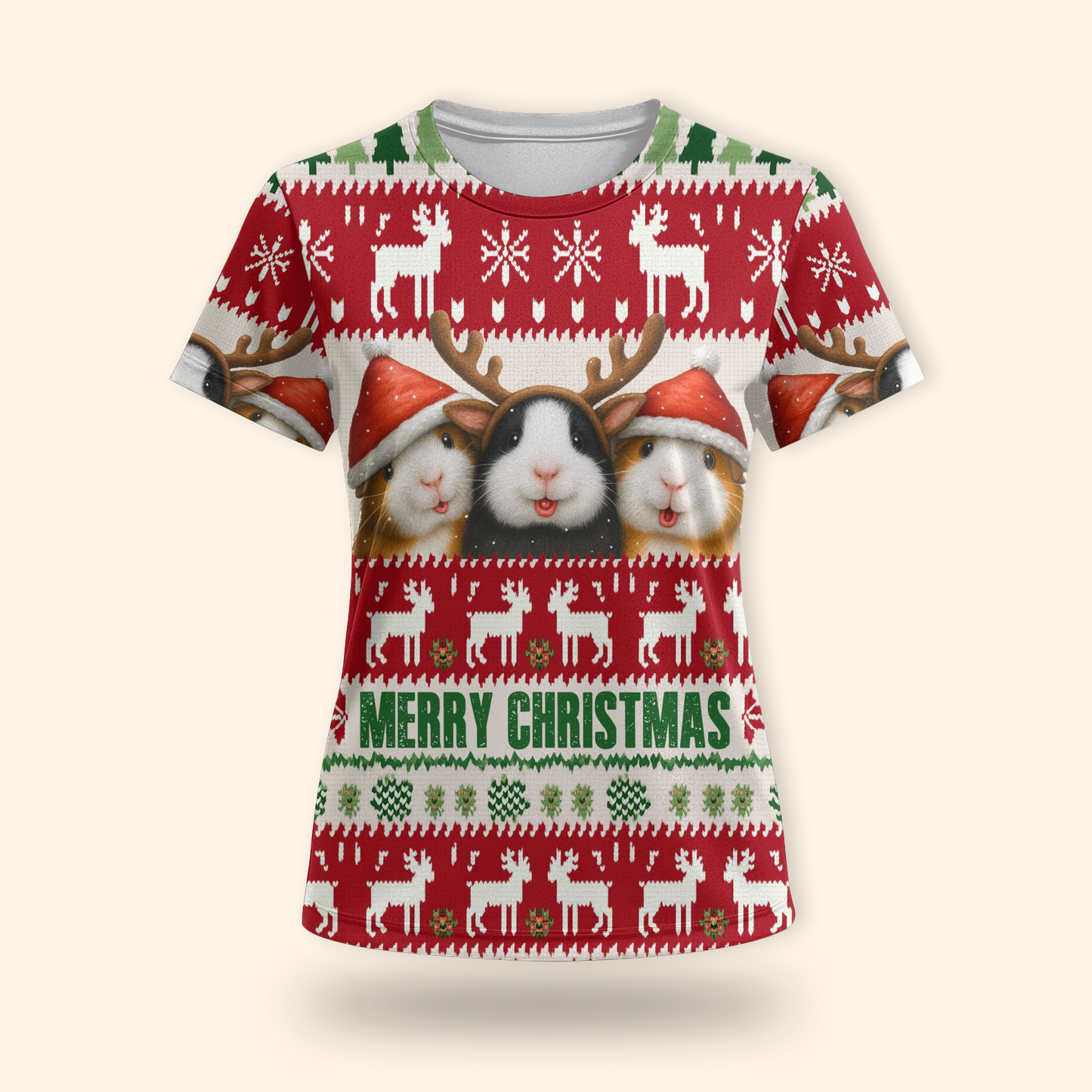 Funny Guinea Pig Christmas Hoodie – Merry Christmas Ugly Sweater Style Zip Up