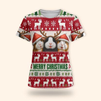 Funny Guinea Pig Christmas Hoodie – Merry Christmas Ugly Sweater Style Zip Up