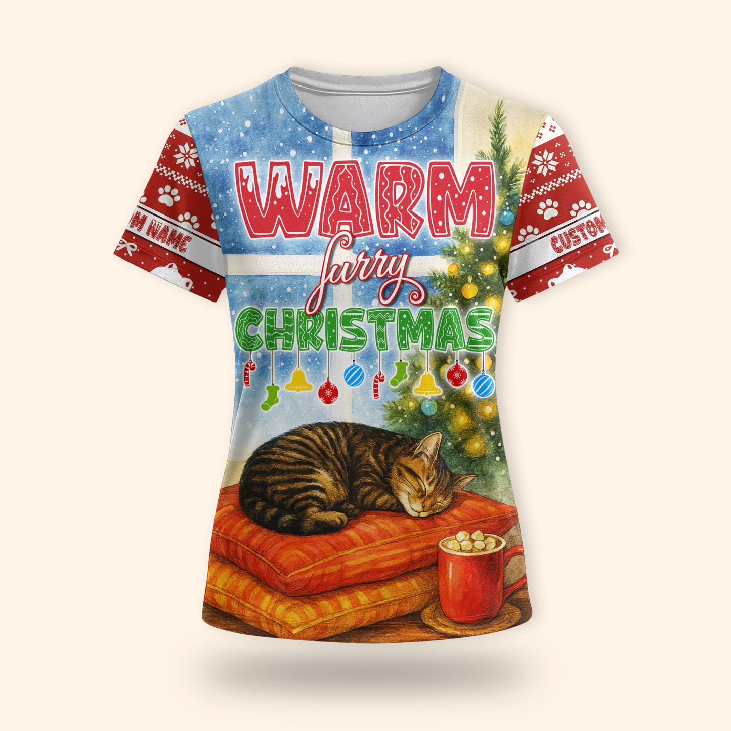 Warm Furry Christmas Hoodie – Cute Cat Lover Zip Up, Personalized Holiday Gift, Custom Choo