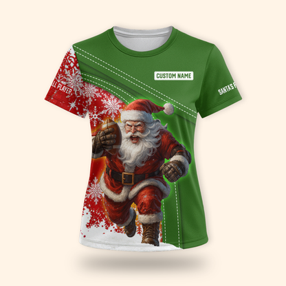 Santa Football Hoodie – Custom Name Christmas Sports Zip Up