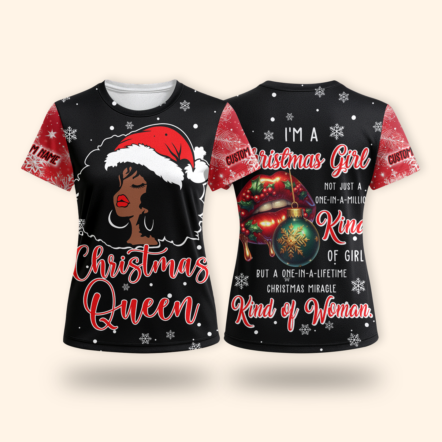 Christmas Queen Hoodie – Holiday Afro Woman Zip Up Sweatshirt