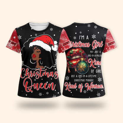 Christmas Queen Hoodie – Holiday Afro Woman Zip Up Sweatshirt