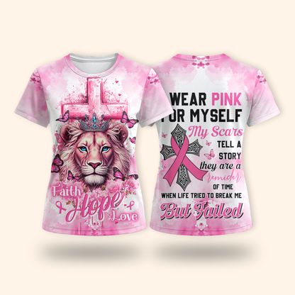 "I Wear Pink For Myself" Empowerment Breast Cancer Awareness Shirt, Custom Choo
