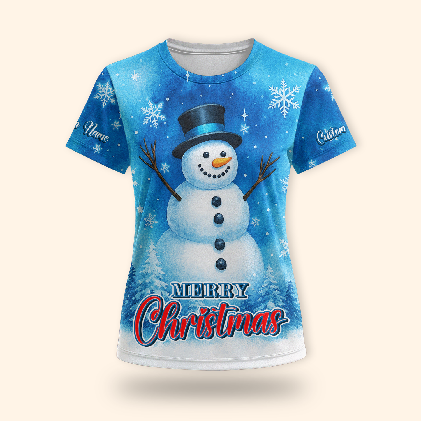 Merry Christmas Snowman Hoodie – Cute Blue Winter Zip Up