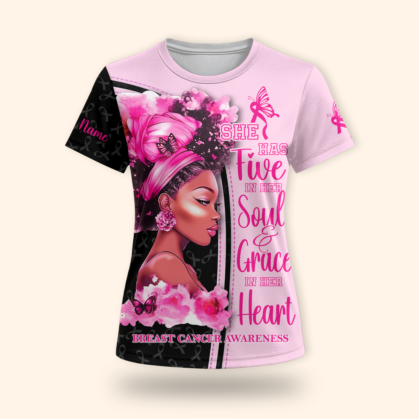 Personalized Breast Cancer Awareness Shirt for Black Women