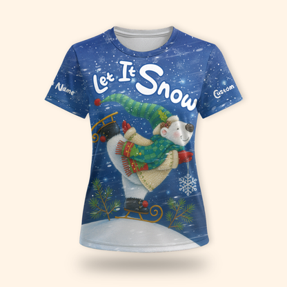 Personalized Let It Snow Hoodie – Cute Polar Bear Christmas Zip Up